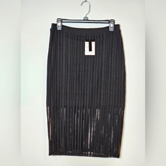 T Alexander Wang Knee‎ Length Jersey Womens Large Elegant Black Pencil Skirt NEW - Picture 1 of 5
